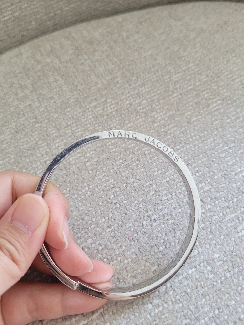 Marc Jacobs Silver Tone Logo Bangle Bracelet